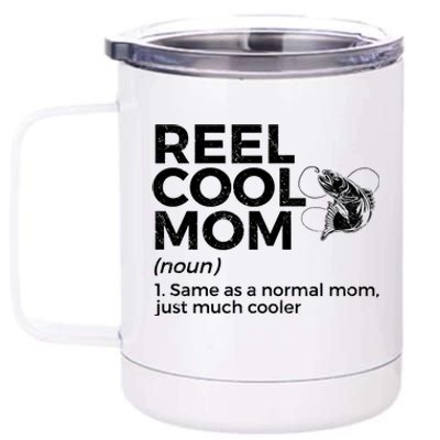 Funny Reel Cool Mom Definition Fishing Mom Gift 12 oz Stainless Steel Tumbler Cup