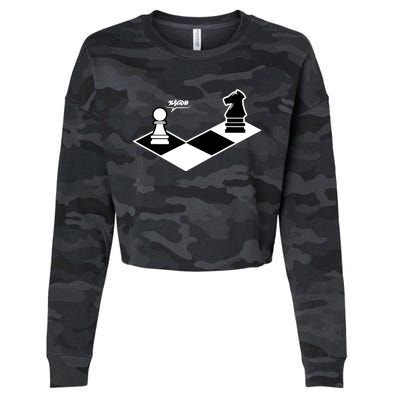 Funny Retro Chess Gift Chess-Player Cropped Pullover Crew