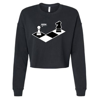 Funny Retro Chess Gift Chess-Player Cropped Pullover Crew