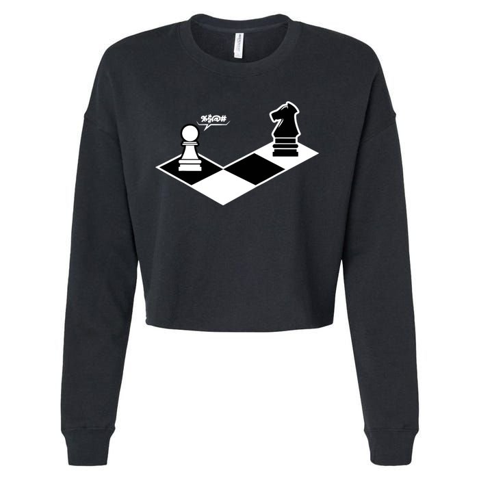 Funny Retro Chess Gift Chess-Player Cropped Pullover Crew
