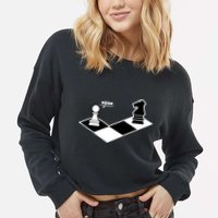 Funny Retro Chess Gift Chess-Player Cropped Pullover Crew