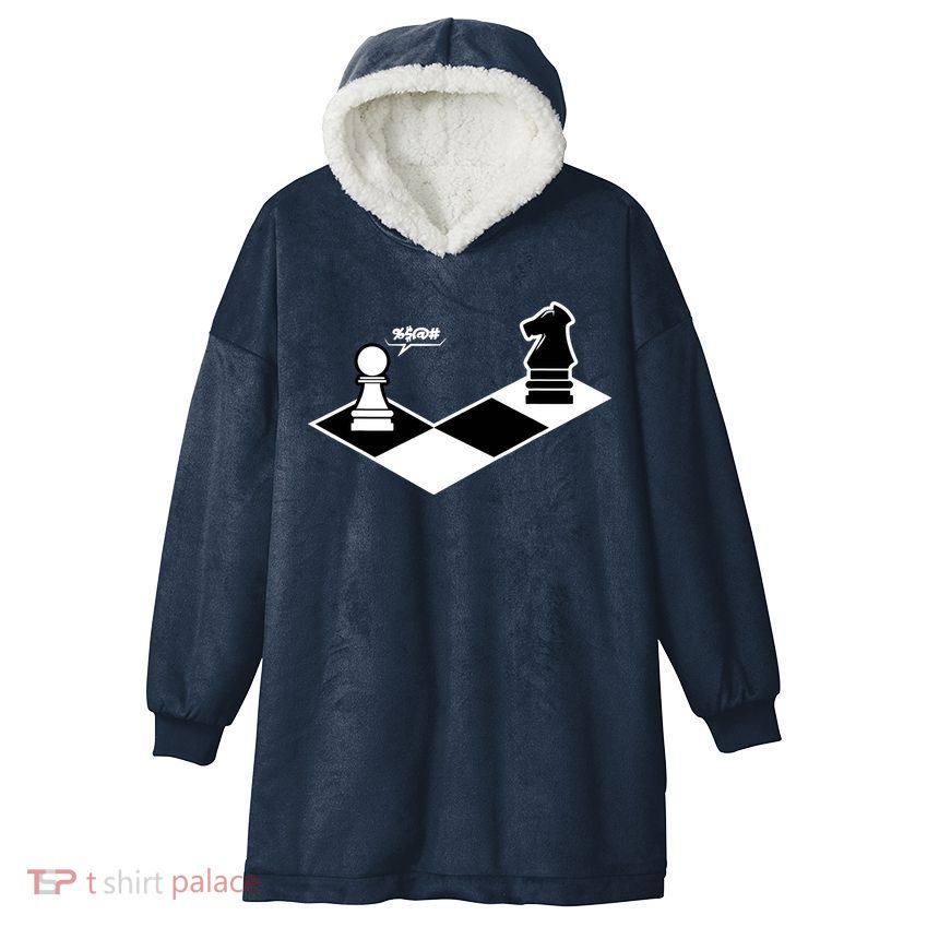 Funny Retro Chess Gift Chess-Player Hooded Wearable Blanket