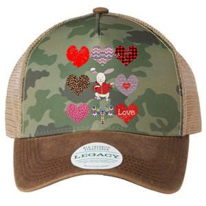 Funny Rabbit Cute Retro Floral Hearts Pattern Valentines Day Gift Legacy Tie Dye Trucker Hat