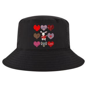 Funny Rabbit Cute Retro Floral Hearts Pattern Valentines Day Gift Cool Comfort Performance Bucket Hat