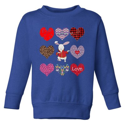 Funny Rabbit Cute Retro Floral Hearts Pattern Valentines Day Gift Toddler Sweatshirt