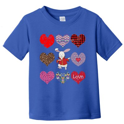 Funny Rabbit Cute Retro Floral Hearts Pattern Valentines Day Gift Toddler T-Shirt