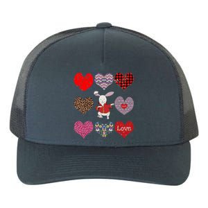 Funny Rabbit Cute Retro Floral Hearts Pattern Valentines Day Gift Yupoong Adult 5-Panel Trucker Hat