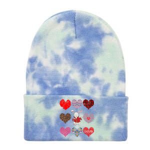 Funny Rabbit Cute Retro Floral Hearts Pattern Valentines Day Gift Tie Dye 12in Knit Beanie