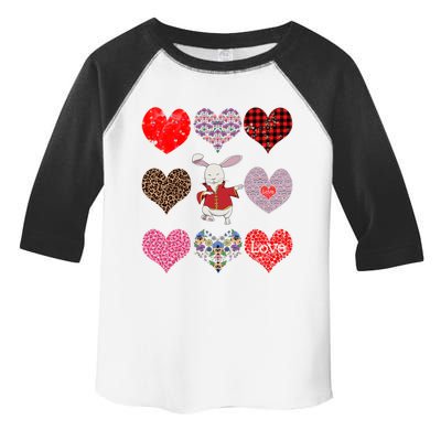 Funny Rabbit Cute Retro Floral Hearts Pattern Valentines Day Gift Toddler Fine Jersey T-Shirt