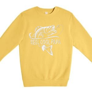 Funny Reel Cool Papa Fishing Dad Gifts Fathers Day Fisherman Fish Premium Crewneck Sweatshirt