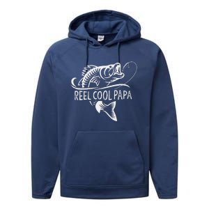 Funny Reel Cool Papa Fishing Dad Gifts Fathers Day Fisherman Fish Performance Fleece Hoodie