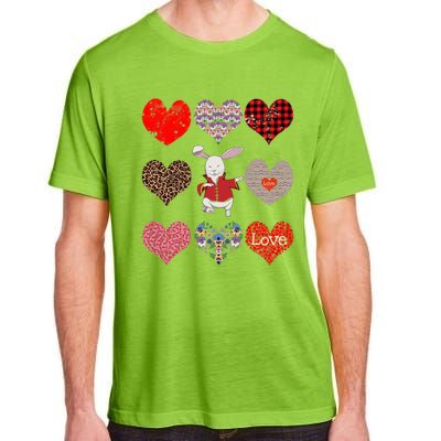 Funny Rabbit Cute Retro Floral Hearts Pattern Valentines Day Gift Adult ChromaSoft Performance T-Shirt