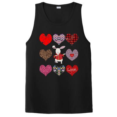 Funny Rabbit Cute Retro Floral Hearts Pattern Valentines Day Gift PosiCharge Competitor Tank