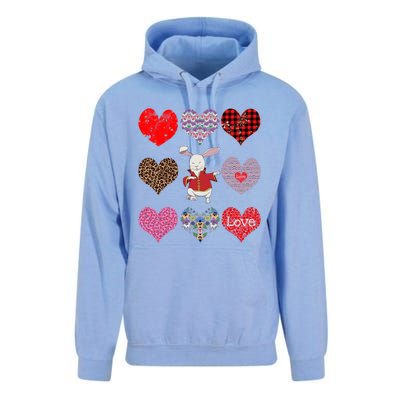 Funny Rabbit Cute Retro Floral Hearts Pattern Valentines Day Gift Unisex Surf Hoodie