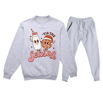 Festive Retro Christmas Milk and Cookie Season Premium Crewneck Sweatsuit Set