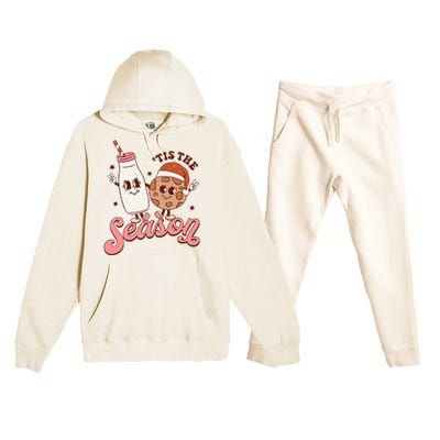 Festive Retro Christmas Milk and Cookie Season Premium Hooded Sweatsuit Set