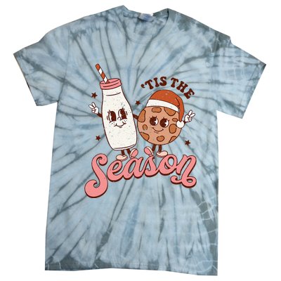 Festive Retro Christmas Milk and Cookie Season Tie-Dye T-Shirt