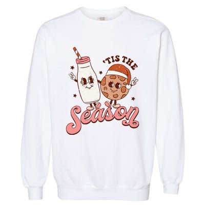 Festive Retro Christmas Milk and Cookie Season Garment-Dyed Sweatshirt