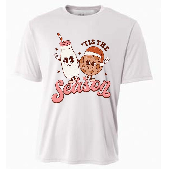 Festive Retro Christmas Milk and Cookie Season Cooling Performance Crew T-Shirt