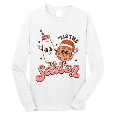 Festive Retro Christmas Milk and Cookie Season Long Sleeve Shirt