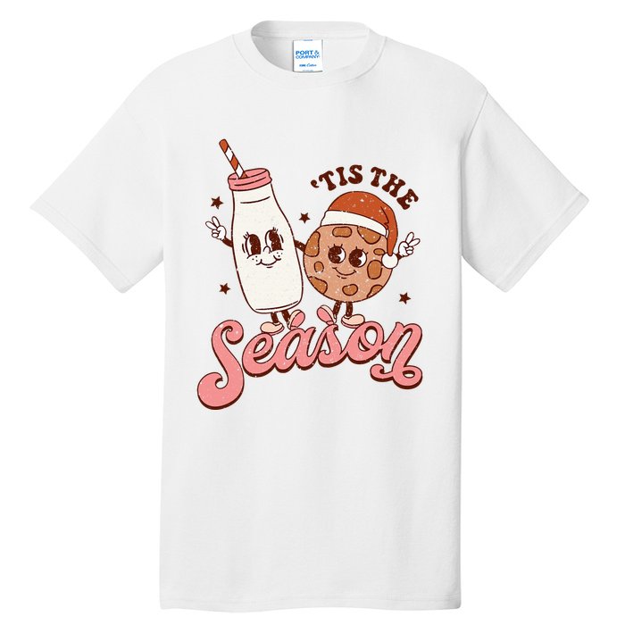 Festive Retro Christmas Milk and Cookie Season Tall T-Shirt