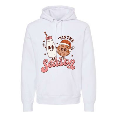 Festive Retro Christmas Milk and Cookie Season Premium Hoodie