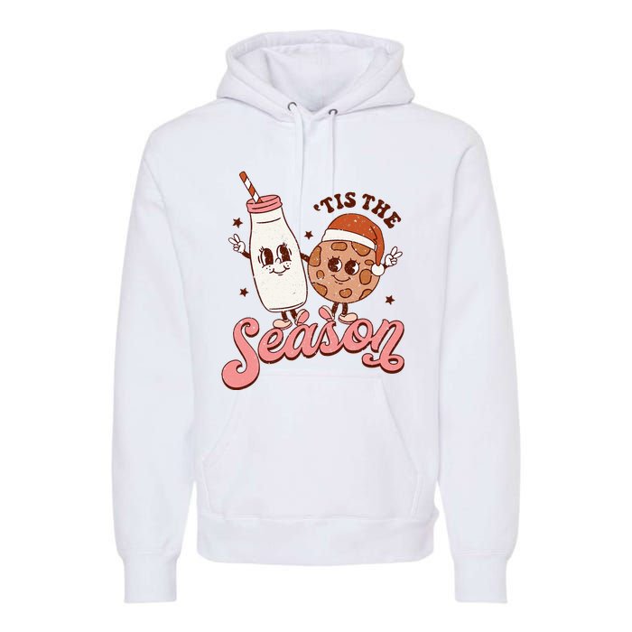 Festive Retro Christmas Milk and Cookie Season Premium Hoodie