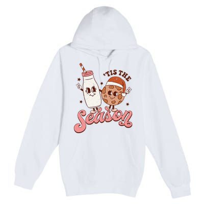 Festive Retro Christmas Milk and Cookie Season Premium Pullover Hoodie