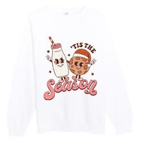 Festive Retro Christmas Milk and Cookie Season Premium Crewneck Sweatshirt