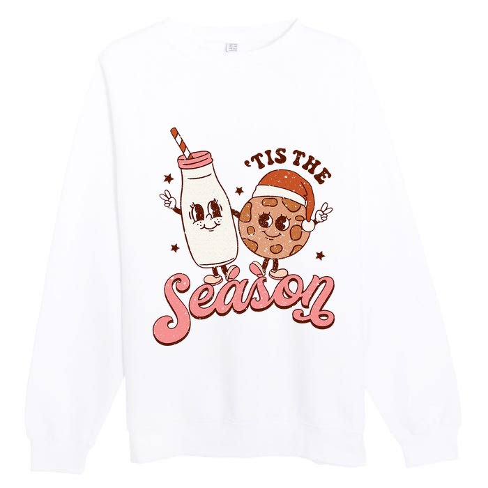 Festive Retro Christmas Milk and Cookie Season Premium Crewneck Sweatshirt