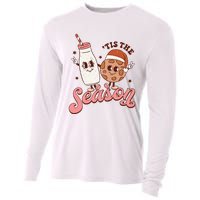 Festive Retro Christmas Milk and Cookie Season Cooling Performance Long Sleeve Crew