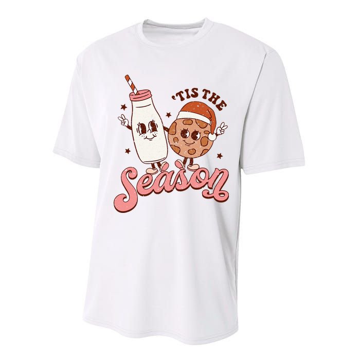 Festive Retro Christmas Milk and Cookie Season Performance Sprint T-Shirt