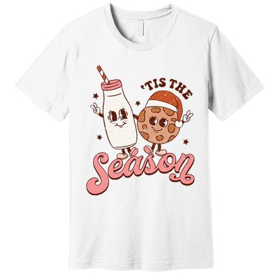 Festive Retro Christmas Milk and Cookie Season Premium T-Shirt