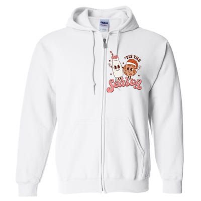 Festive Retro Christmas Milk and Cookie Season Full Zip Hoodie