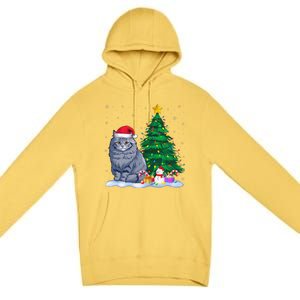 Funny Ragdoll Cat Xmas Tree Lights Reindeer Hat Christmas Premium Pullover Hoodie