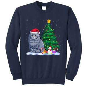 Funny Ragdoll Cat Xmas Tree Lights Reindeer Hat Christmas Sweatshirt