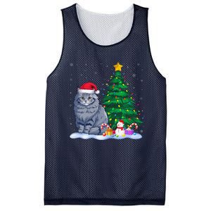 Funny Ragdoll Cat Xmas Tree Lights Reindeer Hat Christmas Mesh Reversible Basketball Jersey Tank