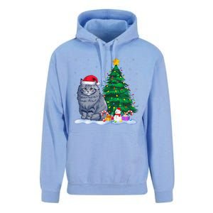 Funny Ragdoll Cat Xmas Tree Lights Reindeer Hat Christmas Unisex Surf Hoodie