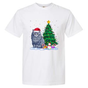 Funny Ragdoll Cat Xmas Tree Lights Reindeer Hat Christmas Garment-Dyed Heavyweight T-Shirt