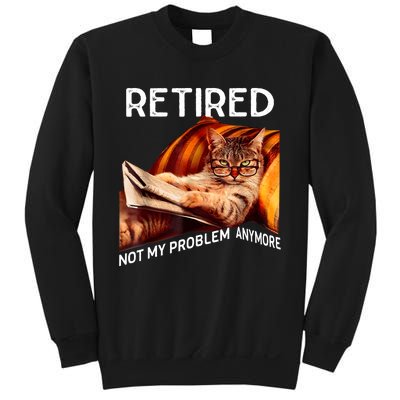 Funny Retired Cat Reading Not My Problem Anymore Retirement Sweatshirt