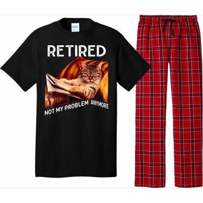 Funny Retired Cat Reading Not My Problem Anymore Retirement Pajama Set