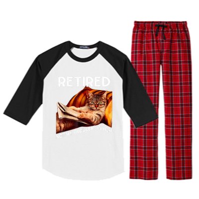 Funny Retired Cat Reading Not My Problem Anymore Retirement Raglan Sleeve Pajama Set