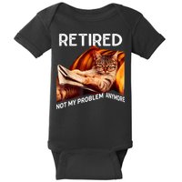 Funny Retired Cat Reading Not My Problem Anymore Retirement Baby Bodysuit
