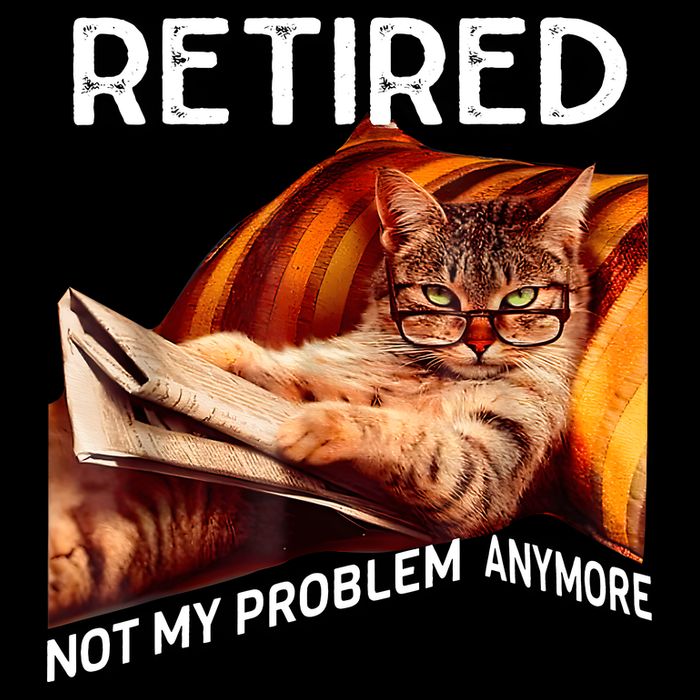 Funny Retired Cat Reading Not My Problem Anymore Retirement Baby Bodysuit
