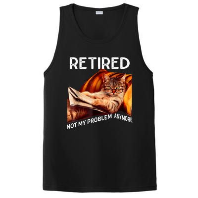 Funny Retired Cat Reading Not My Problem Anymore Retirement PosiCharge Competitor Tank