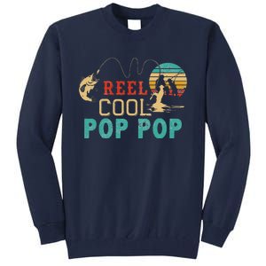 Fishing Reel Cool Pop Pop Father’s Day Gift For Fisherman Tall Sweatshirt