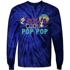 Fishing Reel Cool Pop Pop Father’s Day Gift For Fisherman Tie-Dye Long Sleeve Shirt