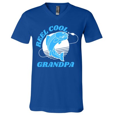Funny Reel Cool Grandpa Fishing Fisherman Father's Day Gift V-Neck T-Shirt