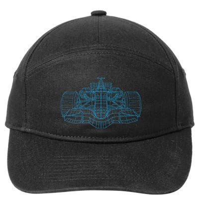 Formula Racing Car Drawing Racing Fan Mechanic Engineer 7-Panel Snapback Hat