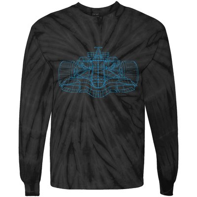 Formula Racing Car Drawing Racing Fan Mechanic Engineer Tie-Dye Long Sleeve Shirt